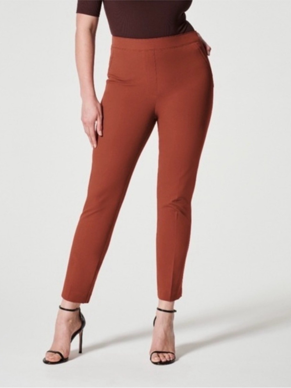 Spanx NWT On the Go Ankle Slim Straight Pants in Bronze Glow- S